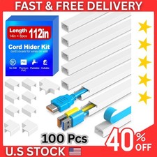 112in Cord Hider Kit, Cord Covers for Wires on Wall, Premium One-Cord Cable Hide