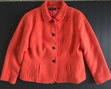Talbots Wool Blend Button Front Orange Blazer Size 16 Petite Very Good Used cond