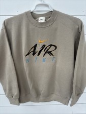 VTG Nike Air Embroidered Swoosh Beige Crewneck Sweatshirt Mens Large USA Made