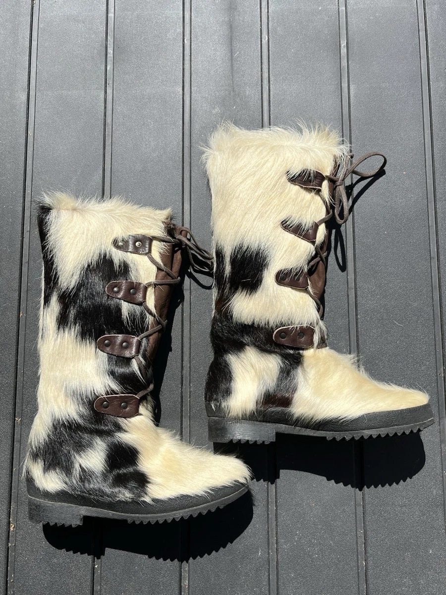 Bottes De Ski Enfant Vintage - Cuir Et Métal - Jeux Olympiques Grenoble 1968 - Rare