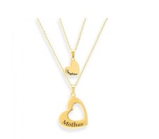 Mother Daughter Nesting Heart Necklace Set Stainless Steel 2 Necklaces 
