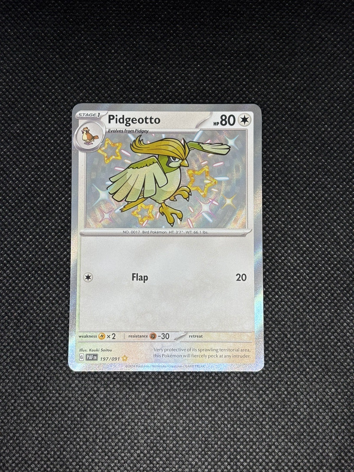 Pokemon Paldean Fates "Pidegotto" 197/091 / Shiny Rare / Near Mint