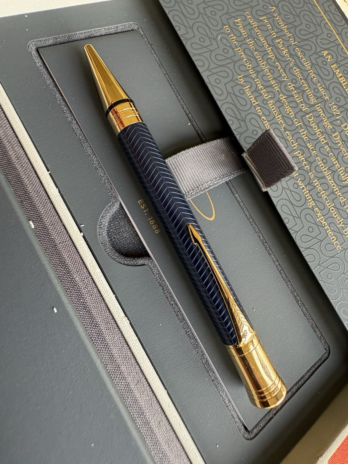 Parker Doufold Prestige Blue Chevron Ballpoint Pen | eBay