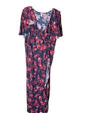 A New Day Women's Black & Burgundy Floral Maxi Dress Size XL