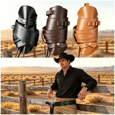 Western Cowboy Belt Gun Holster, Vintage PU Leather Gun Holster for Cosplay