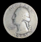 1943-S Washington Silver Quarter - Medium Motto - 90% Silver - VG Condition