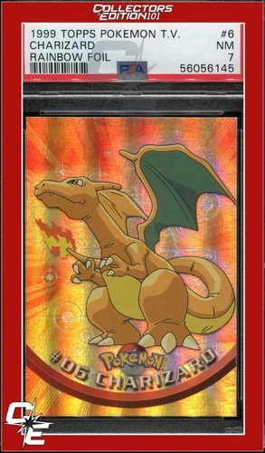 Topps Cards Pokemon TV 6 Charizard Rainbow Foil PSA 7