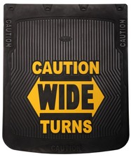 Set Of 2 Caution Wide Turn 24 X 30 X 14 Thick Rubber Semi Truck Mud Flaps