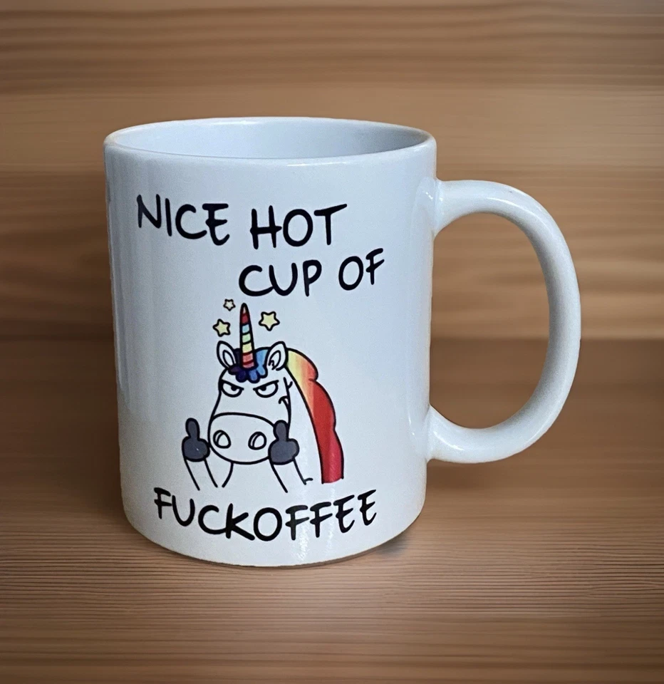 Taza de café de cerámica Angry Unicorn 11 oz aislada para oficina hogar o regalos Foto 2 de 4