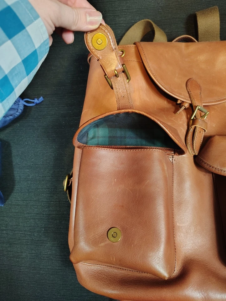 Мужской кожаный просторный рюкзак Polo Ralph Lauren Heritage с пылезащитным чехлом 698 долл. США - Изображение 2 из 4