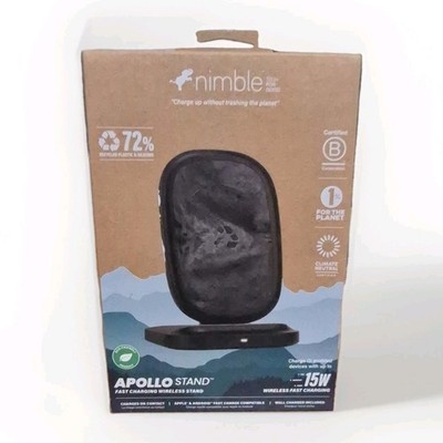 Nimble Apollo Wireless Charging Stand Black Recycled Plastic Silicone