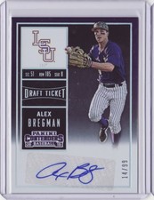 2015 Panini Contenders College Ticket Autograph Draft #3 Alex Bregman 14/99 Auto