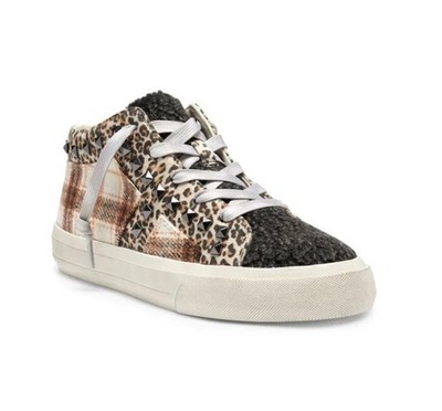 Jessica Simpson Folliah Black Beige Fashion Laces Studded High Top Sneaker Size7