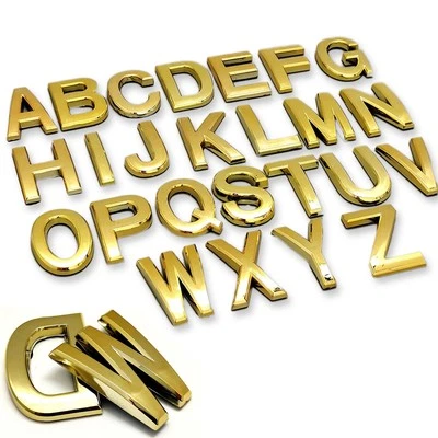 KOPPER-24 3D Klebe Buchstabe gold 70mm Wand Deko Tür Aufkleber Logo WC beschriften Acryl