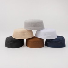 Muslim Mens Prayer Kufi Cap Flat Hats Beanie Islamic Topi Solid Color Breathable