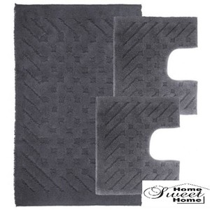 Tappeto Bagno Girowater Girobidet Set Cotone Tinta Unita Grigio