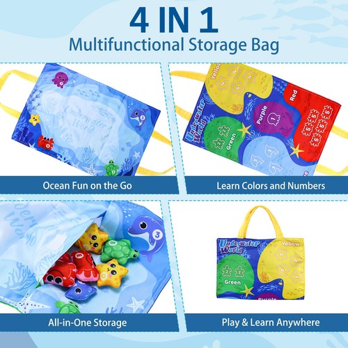 JOSEN Montessori Toys for 1 Year Old Cloth Fishing Game for Toddlers 1-3 with... - Picture 5 of 7