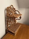 Vintage Mid Century Boho Chic Peacock Wicker Rattan Wall Shelf — photo 2