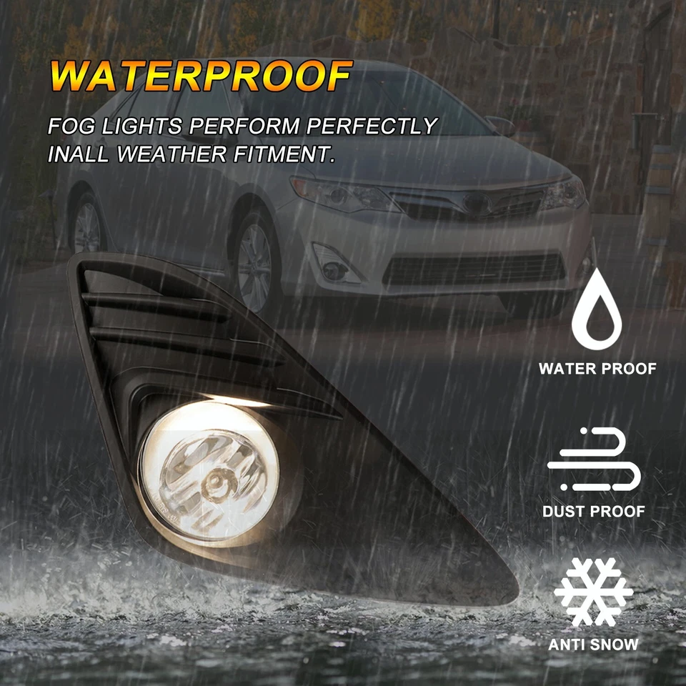 Pair For 2012 2013 2014 Toyota Camry Bumper Clear Fog Lights W/Wiring+Switch - Image 4 of 4