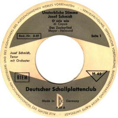 Josef Schmidt* - Unsterbliche Stimme Josef S 7'' EP Club Vinyl Sch