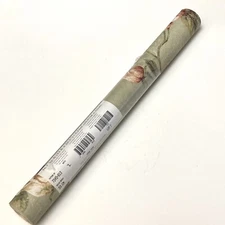 S.A. MAXWELL Floral Tulip Green Crackled Wallpaper VINTAGE TUSCANY 7245-813