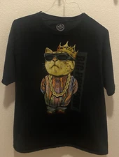 Big Paw Paw Cat Crown Graphic T-Shirt Men's Unisex XL DOM Novelty Black