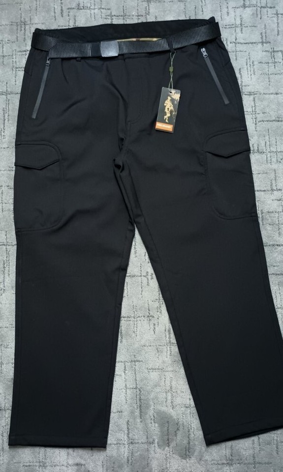 FREE SOLDIER Men's Outdoor Softshell Fleece Lined Cargo Pants With Belt