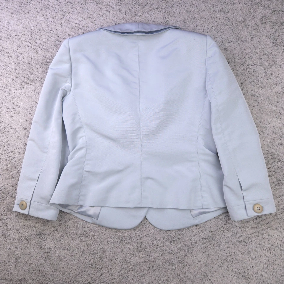 Armani Blazer 女式 8 * SM STAINS* 夹克 Collezioni 银色灰色西装意大利制造 — 第 2/4 张图片