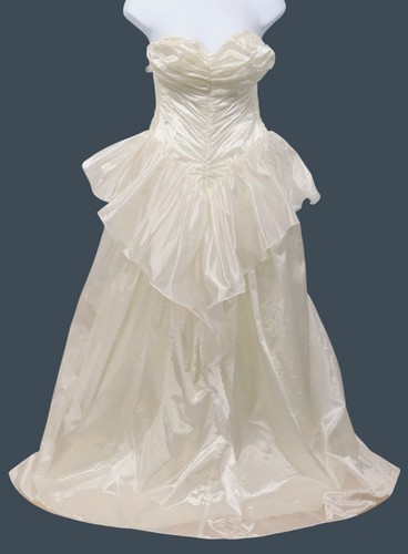 Vtg 80s Zum Zum Ivory & Gold XXS Strapless Long Prom Party Wedding Dress ILGWU - 第 1/18 張圖片