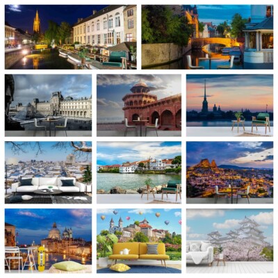 3D City Landscape Sky Self-adhesive Wallpaper Removable Wallpaper Wall Mural