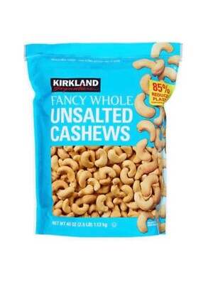 Kirkland Signature Whole Fancy Unsalted Cashews Premium Nuts 2.5 lb Jar