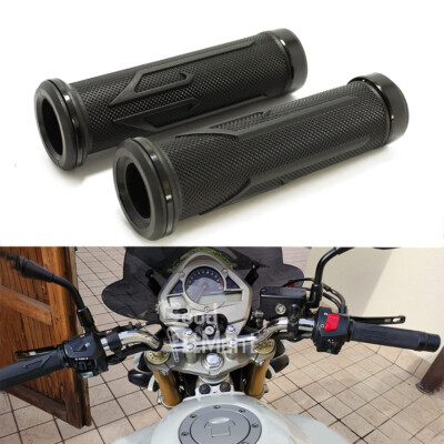 Universal Schwarz Motorrad 7/8'' Lenkergriffe Gummi Griffe Offen Ende Design DE