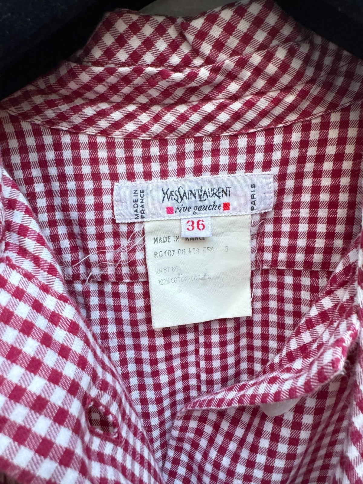 Camicia rossa a quadri Yves Saint Laurent vintage anni 80 taglia 36 S