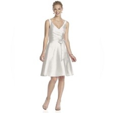 NWT Alfred Sung Snow White V-Neck  Cocktail Length Wrap Bodice Dress Size 4