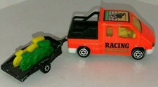 Majorette Ford Transit Racing Service Black Motorcycle BIke Trailer 21780 Vintag
