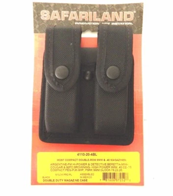 Safariland 4110-20-4BL Double Magazine Holder Pouch Holster Black 9mm .40 Mag