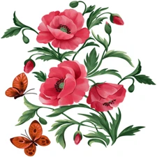 30 Custom Poppies & Butterflies Personalized Address Labels