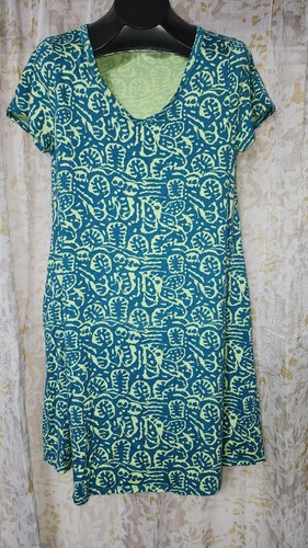 Soft Surroundings Dress Size Large Green Santiago Gaia Tropical Casual Jersey L - Picture 2 of 19