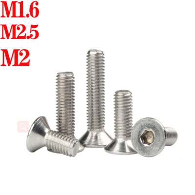 M1.6 M2 M2.5 Screws Bolts Countersunk Socket Head Flat 304/A2 Stainless Steel