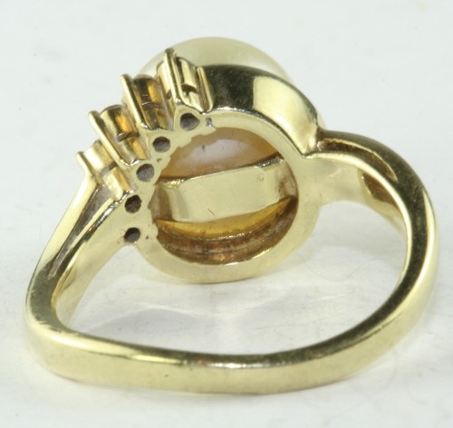 CONTEMPORARY HIGH QUALITY 14K GOLD DIAMOND TAHITIAN PEARL RING 6 GRAMS - Picture 3 of 4