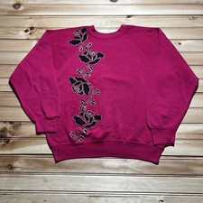 Vintage 80s 90s Flower Floral AOP Wrap Art Crewneck Sweatshirt Size Medium