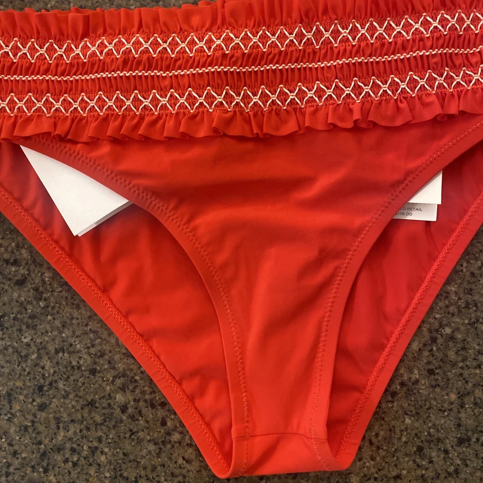 NUEVO Parte inferior de bikini Tory Burch Costa para mujer HIPSTER rojo amapola talla XL NUEVO CON ETIQUETAS Foto 4 de 4