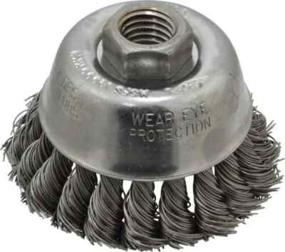 Osborn 3356100 Cup Brush: 2-3/4'' Brush, 0.02'' Knotted Steel Wire 5/8-11 Hole