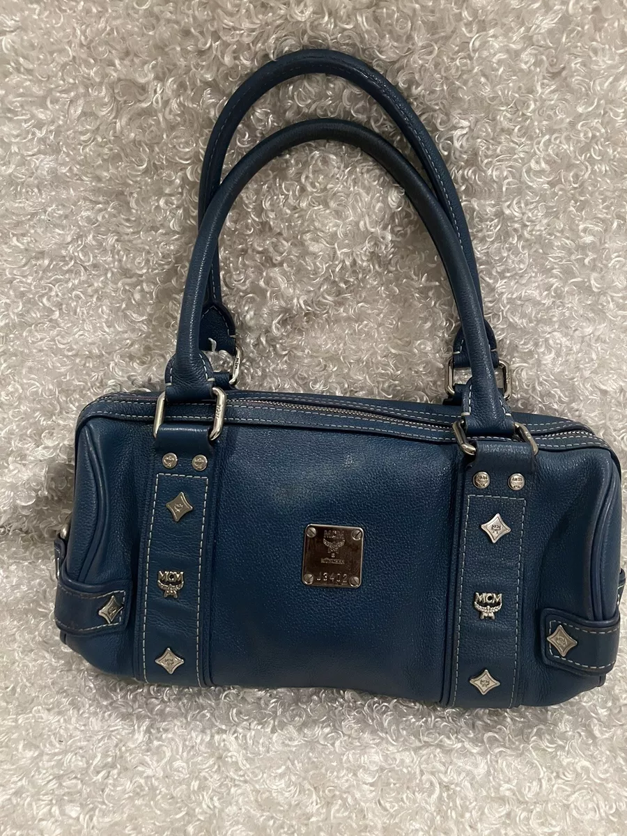 AUTH MCM PAPILLON WOMEN HANDBAG BLUE