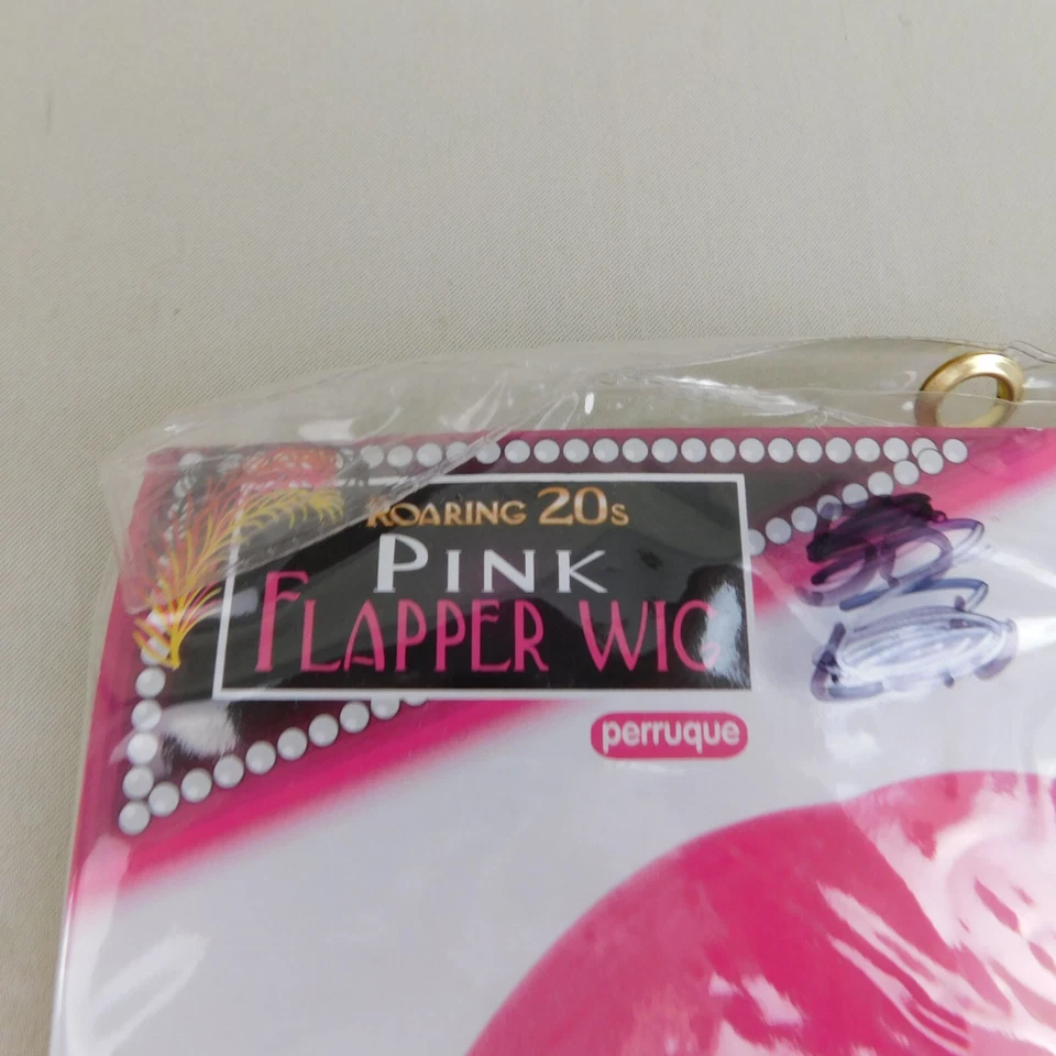 Roaring 20s Short Bob with Bangs Pink Flapper Wig Halloween Accessory #3508 - Image 3 of 4