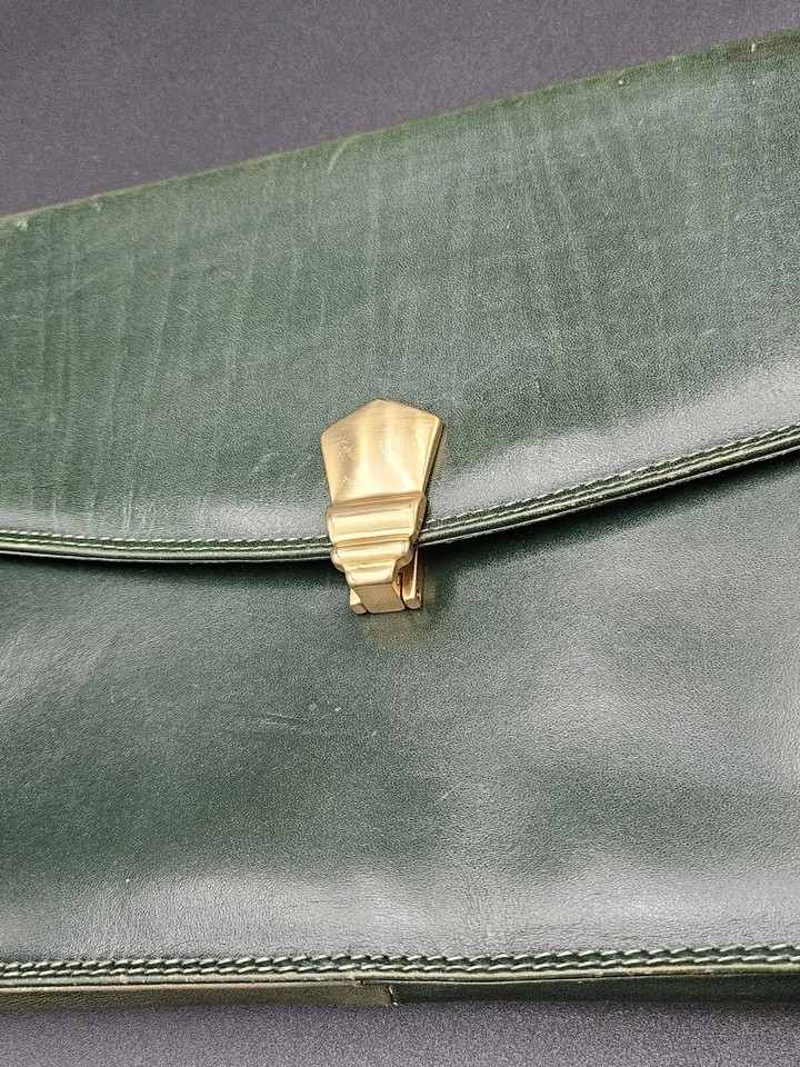 Bolso clutch vintage 1970 Oscar De La Renta verde bosque Foto 3 de 4
