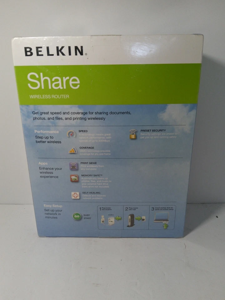 BEIKIN SHARE N300 4-PORT 10/300 300Mbps WIRERLESSN ROUTER F7D33022 - Image 2 of 4