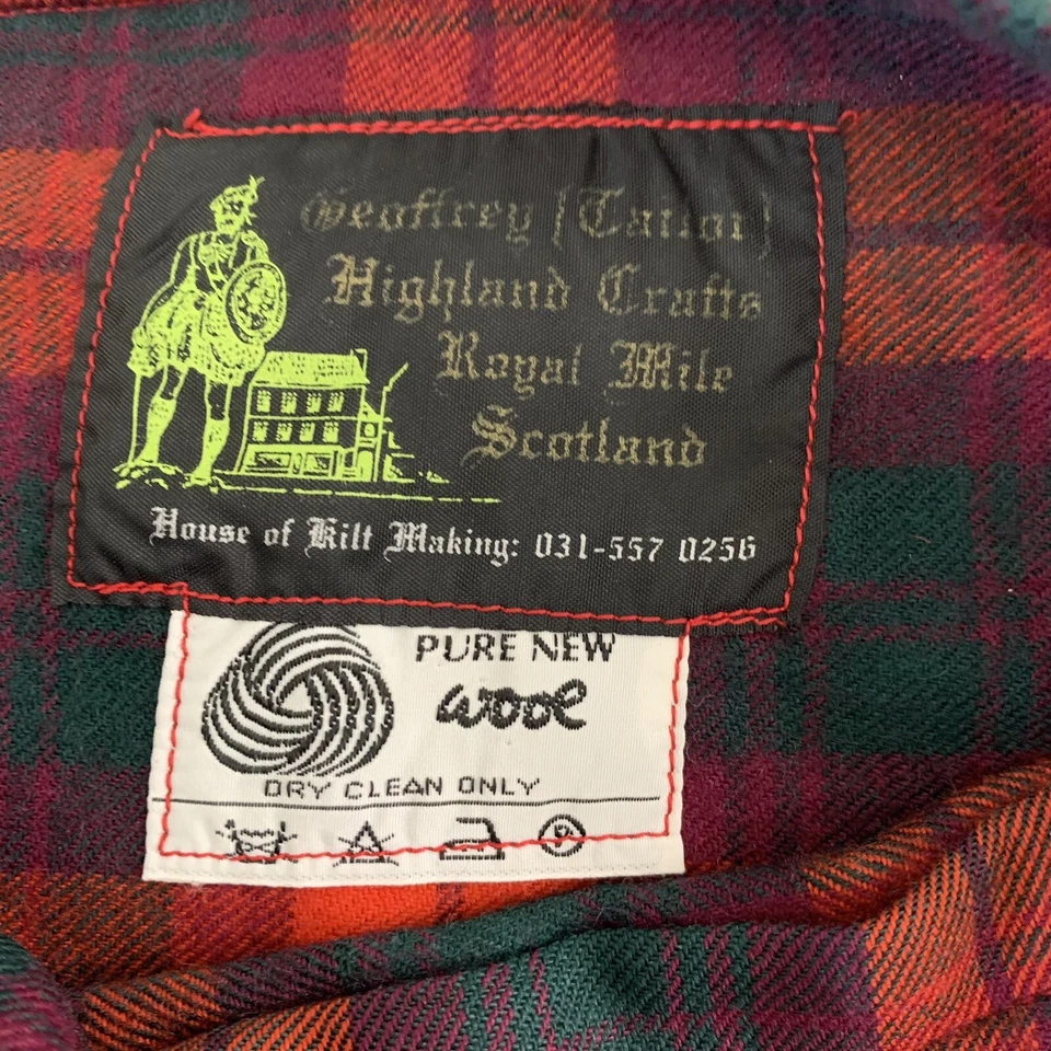 Falda escocesa Geoffrey Tailor Highland Crafts Royal Mile Scotland pura lana roja Foto 2 de 4