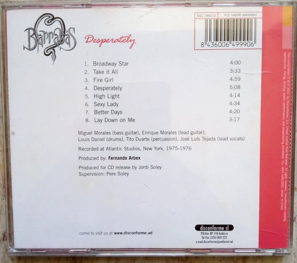 Barrabas - Desperately CD Foto 2 de 2