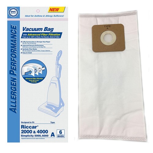 (12) HEPA Vacuum Bags for Riccar Type A 